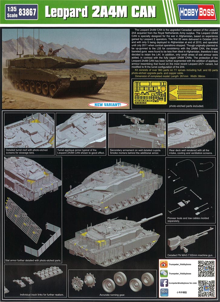 Hobbyboss 83867 1/35 Canadian Leopard 2 A4M Can