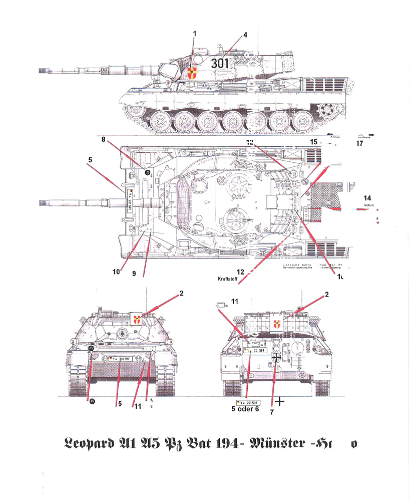 Peddinghaus-Decals 1/35 2461 Leopard A1 A5 Pz.Bat 194 7 Panzer Division Münster 